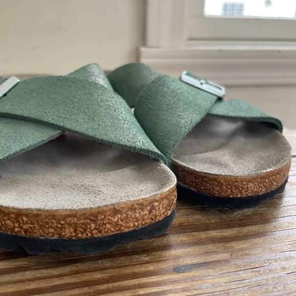 Birkenstock Siena Suede Leather Green Thyme sparkle Like New EU 37 / US 6.5 - 7 - Picture 9 of 16